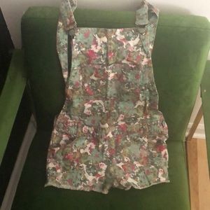 Size small watercolor/abstract denim overalls